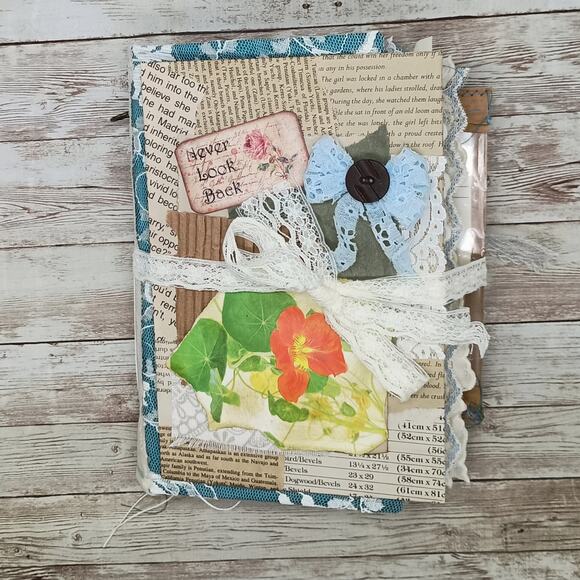 Turquoise Embellished Junk Journal: Flowers, Birds and Butterflies (NLB) - Picture 2 of 16